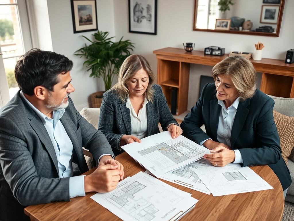 Property owners interviewing a potential agreed surveyor for party wall matters