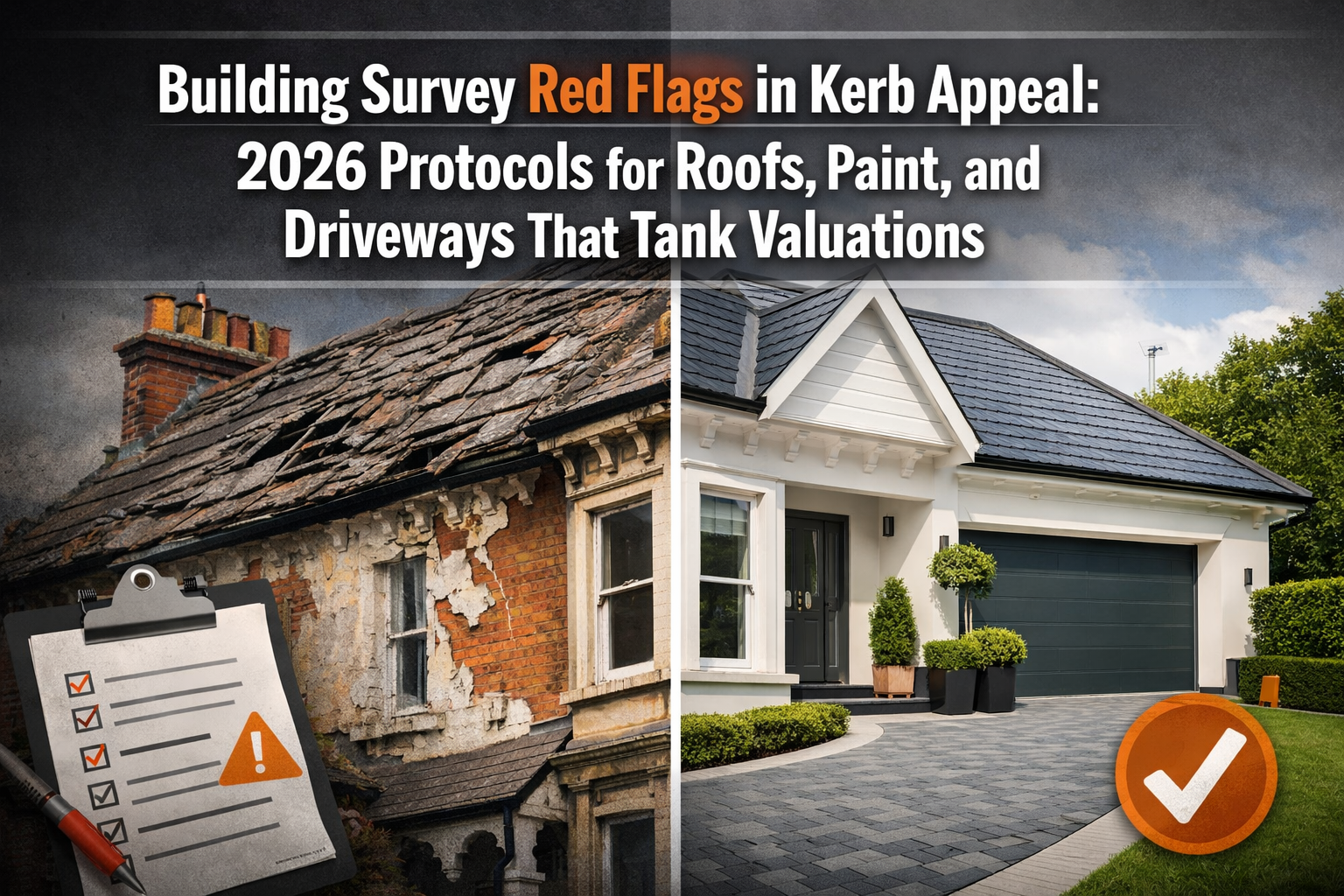 Building Survey Red Flags in Kerb Appeal: 2026 Protocols for Roofs, Paint, and Driveways That Tank Valuations