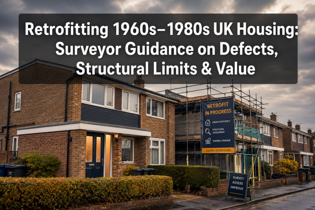 How Chartered Surveyors Should Advise on Retrofitting 1960s–1980s UK Housing: Common Defects, Structural Limits and Value Impact