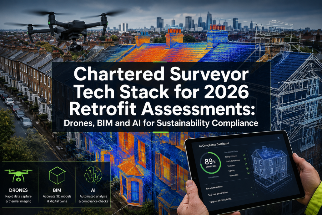 Chartered Surveyor Tech Stack for 2026 Retrofit Assessments: Drones, BIM and AI for Sustainability Compliance